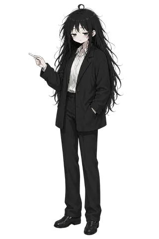手绘物理老师抬起一只手指向旁边